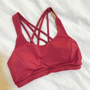 Lululemon Energy Bra with Criss Cross Straps - Sz 6, Dusty Rose Color